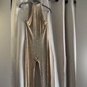 Banjul Rhinestone Mesh Halter Suit